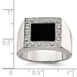 Sterling Silver Men's CZ & Onyx Ring QR2458
