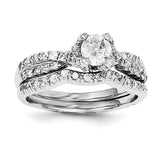 Sterling Silver 2-Piece CZ Wedding Set Ring QR2709 - shirin-diamonds