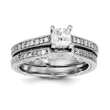 Sterling Silver 2-Piece CZ Wedding Set Ring QR2710 - shirin-diamonds