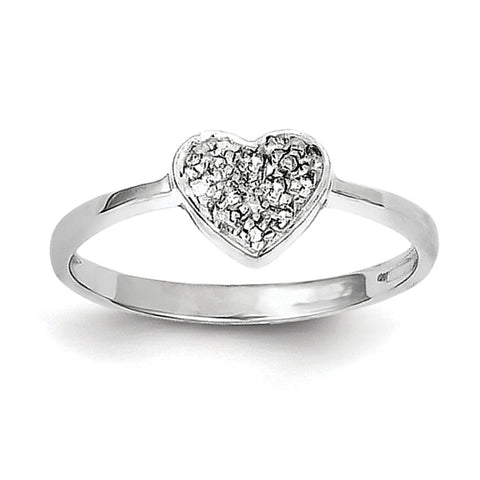 Sterling Silver Rhodium Polished Diamond Heart Ring QR2770 - shirin-diamonds