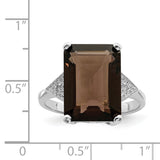 Sterling Silver Rhodium Smoky Quartz & Diamond Ring QR2782