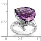 Sterling Silver Rhodium-plated Amethyst & Diamond Ring QR2919AM