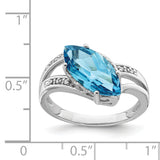 Sterling Silver Rhodium Blue Topaz & Diam. Ring QR2935BT