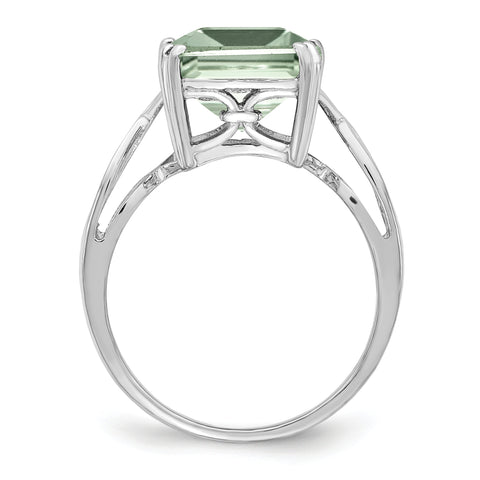 Sterling Silver Rhodium Green Quartz Ring QR2955AG