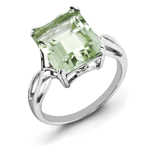 Sterling Silver Rhodium Green Quartz Ring QR2955AG - shirin-diamonds