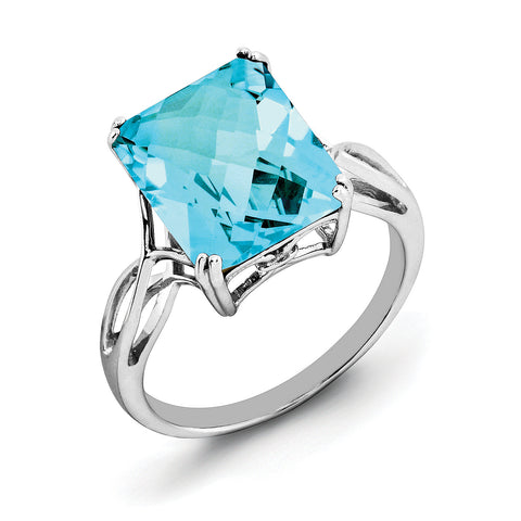 Sterling Silver Rhodium Blue Topaz Ring QR2955BT - shirin-diamonds