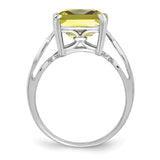 Sterling Silver Rhodium Lemon Quartz Ring QR2955LQ