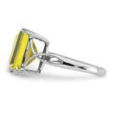 Sterling Silver Rhodium Lemon Quartz Ring QR2955LQ