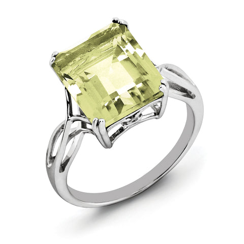 Sterling Silver Rhodium Lemon Quartz Ring QR2955LQ - shirin-diamonds