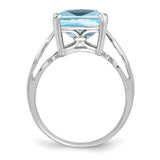 Sterling Silver Rhodium Light Swiss Blue Topaz Ring QR2955LSBT