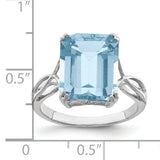 Sterling Silver Rhodium Light Swiss Blue Topaz Ring QR2955LSBT