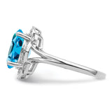 Sterling Silver Rhodium Diam. & Blue Topaz Ring QR3027BT