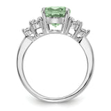 Sterling Silver Rhodium Diam. & Green Quartz Ring QR3034AG