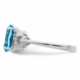 Sterling Silver Rhodium Diam. & Blue Topaz Ring QR3034BT