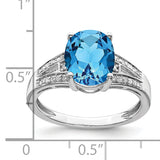 Sterling Silver Rhodium Diam. & Blue Topaz Ring QR3043BT