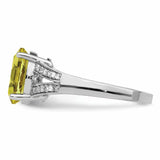 Sterling Silver Rhodium Diam. & Lemon Quartz Ring QR3043LQ