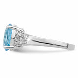 Sterling Silver Rhodium Diam. & Light Swiss Blue Topaz Ring QR3043LSBT