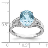 Sterling Silver Rhodium Diam. & Light Swiss Blue Topaz Ring QR3043LSBT