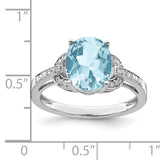 Sterling Silver Rhodium Diam. & Light Swiss Blue Topaz Ring QR3044LSBT