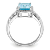 Sterling Silver Rhodium Diam. & Light Swiss Blue Topaz Ring QR3052LSBT