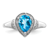Sterling Silver Rhodium Blue Topaz & Diam. Ring QR3054BT