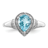 Sterling Silver Rhodium Diam. & Light Swiss Blue Topaz Ring QR3054LSBT