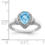 Sterling Silver Rhodium Diam. & Light Swiss Blue Topaz Ring QR3054LSBT