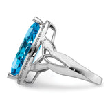 Sterling Silver Rhodium Blue Topaz & Diam. Ring QR3056BT