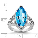 Sterling Silver Rhodium Blue Topaz & Diam. Ring QR3056BT
