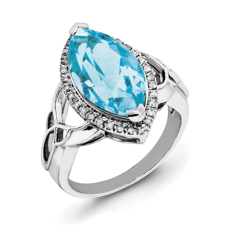 Sterling Silver Rhodium Blue Topaz & Diam. Ring QR3056BT - shirin-diamonds