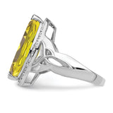 Sterling Silver Rhodium Lemon Quartz & Diam. Ring QR3056LQ
