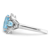 Sterling Silver Rhodium Diam. & Light Swiss Blue Topaz Ring QR3057LSBT
