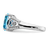 Sterling Silver Rhodium Blue Topaz & Diam. Ring QR3059BT