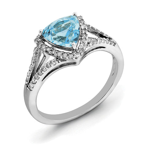 Sterling Silver Rhodium Diam. & Light Swiss Blue Topaz Ring QR3068LSBT - shirin-diamonds
