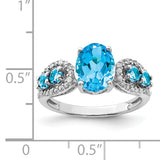Sterling Silver Rhodium Blue Topaz & Diam. Ring QR3073BT