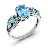 Sterling Silver Rhodium Blue Topaz & Diam. Ring QR3073BT - shirin-diamonds