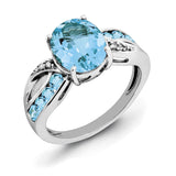 Sterling Silver Rhodium Diam. & Light Swiss Blue Topaz Ring - shirin-diamonds