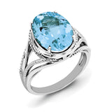 Sterling Silver Rhodium Light Swiss Blue Topaz Ring - shirin-diamonds
