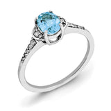 Sterling Silver Rhodium Blue Topaz & Diam. Ring - shirin-diamonds