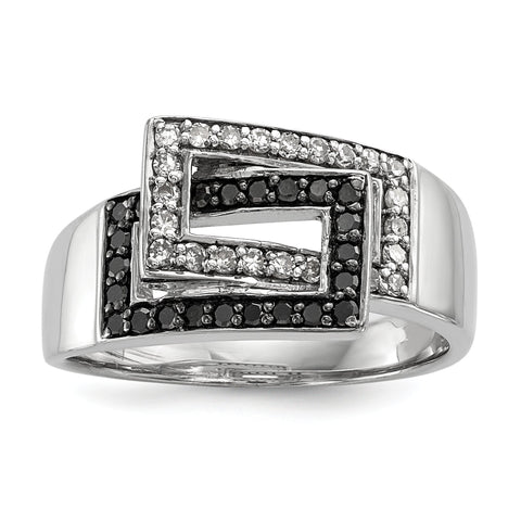 Sterling Silver Black & White Diamond Ring - shirin-diamonds