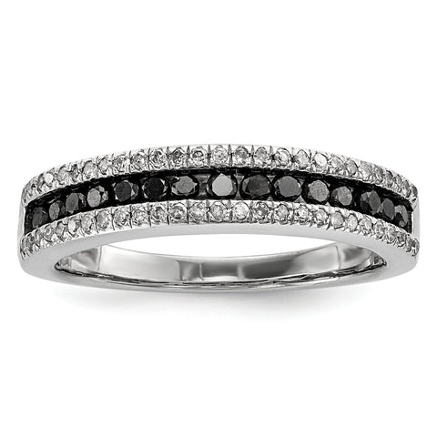 Sterling Silver Black and White Diamond Ring - shirin-diamonds