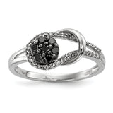 Sterling Silver Black and White Diamond Love Knot Ring - shirin-diamonds
