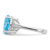 Sterling Silver Rhodium Light Swiss Blue Topaz & Diam. Ring