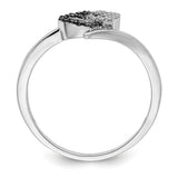 Sterling Silver Black & White Diamond Heart Ring Size 8
