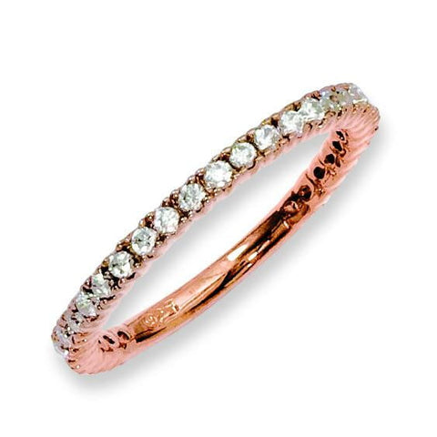 Sterling Silver Rose Gold-plated 30 Stone CZ Ring - shirin-diamonds