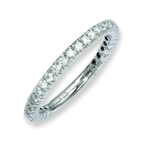 Sterling Silver Rhodium-plated 28 Stone CZ Ring - shirin-diamonds