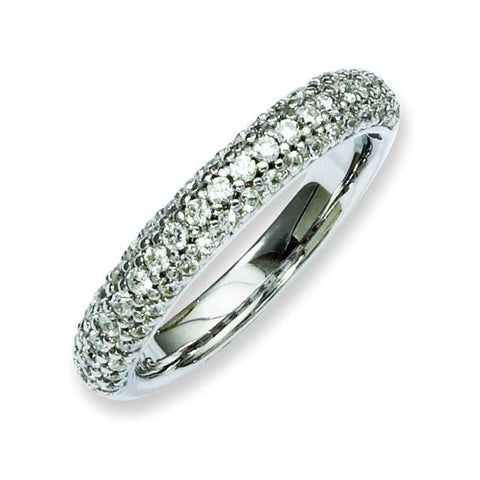 Sterling Silver Pav‚ Rhodium-plated 61 Stone CZ Ring - shirin-diamonds