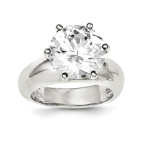 Sterling Silver Solitaire Round CZ Ring - shirin-diamonds