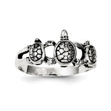 Sterling Silver Antiqued Turtle Ring - shirin-diamonds