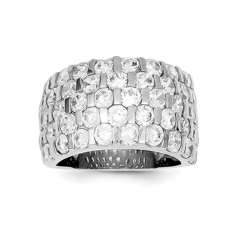 Sterling Silver CZ Wide Band Ring - shirin-diamonds